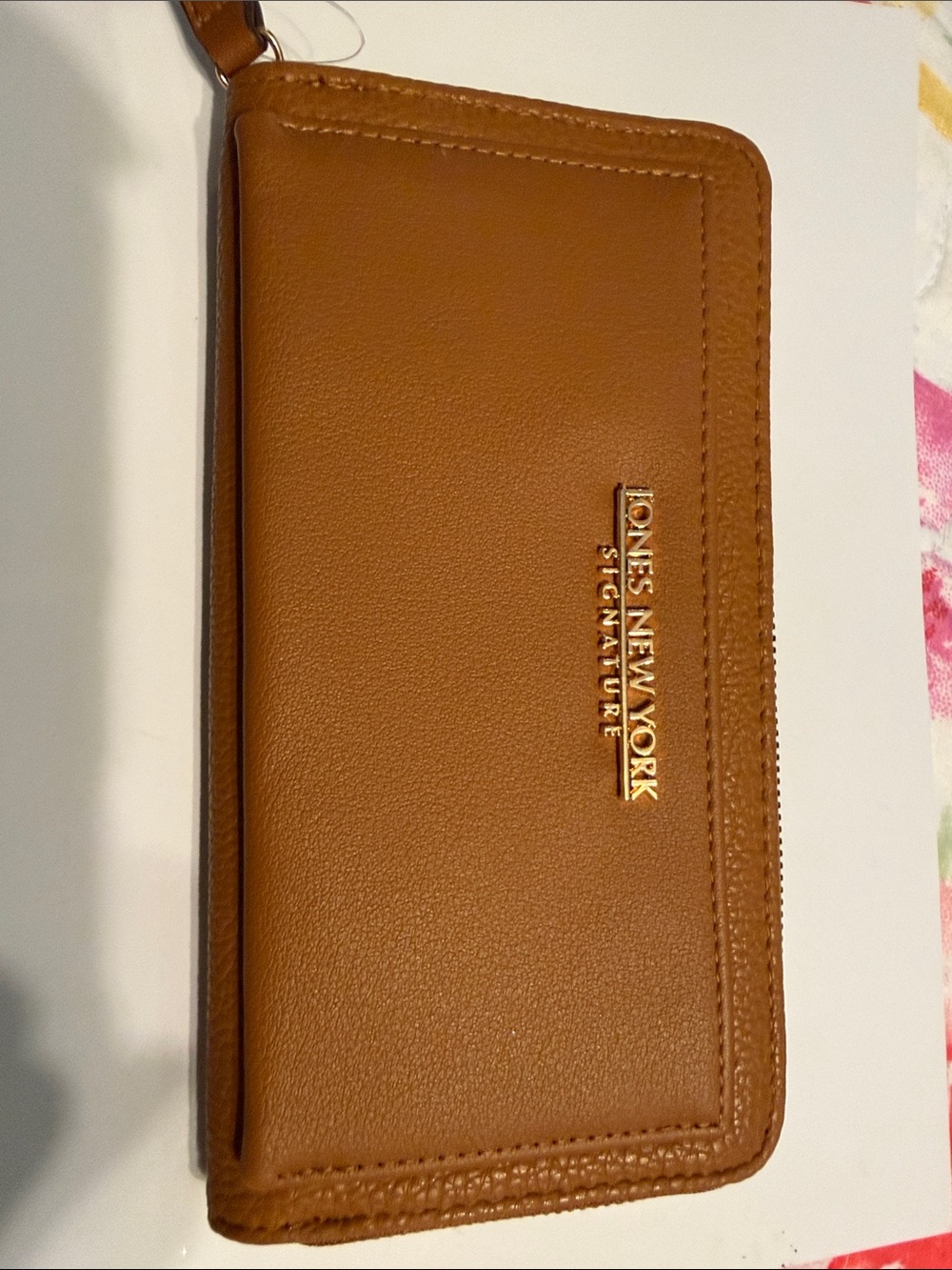 Jones New York Cognac Brown Zip Wallet